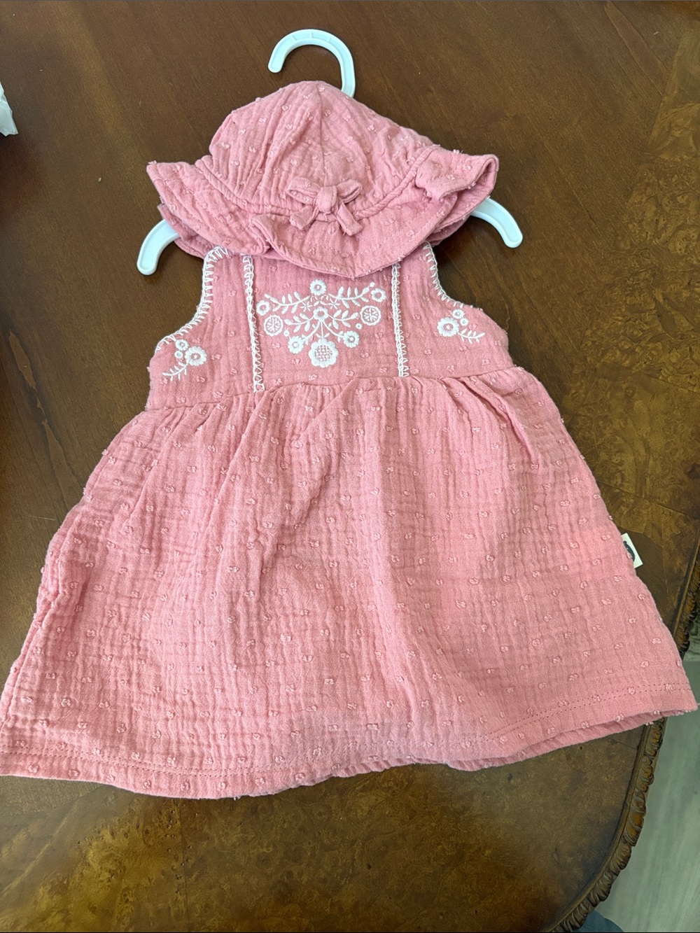 Rabbit + Bear Pink Embroidered Matching Set 3-6months